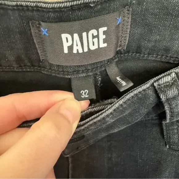 Paige Genevieve Black Flare Leg Denim Jeans Size 32 - Picture 5 of 7